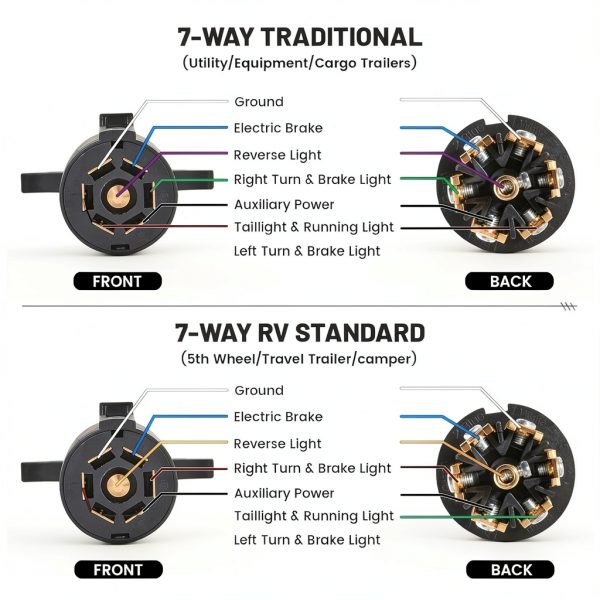MECMO 7 Way Male End Trailer Plug Replacement-6