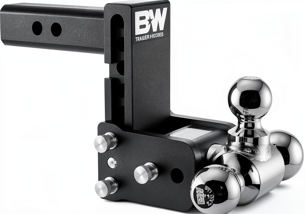 Adjustable ball mount installed under a pickup truck