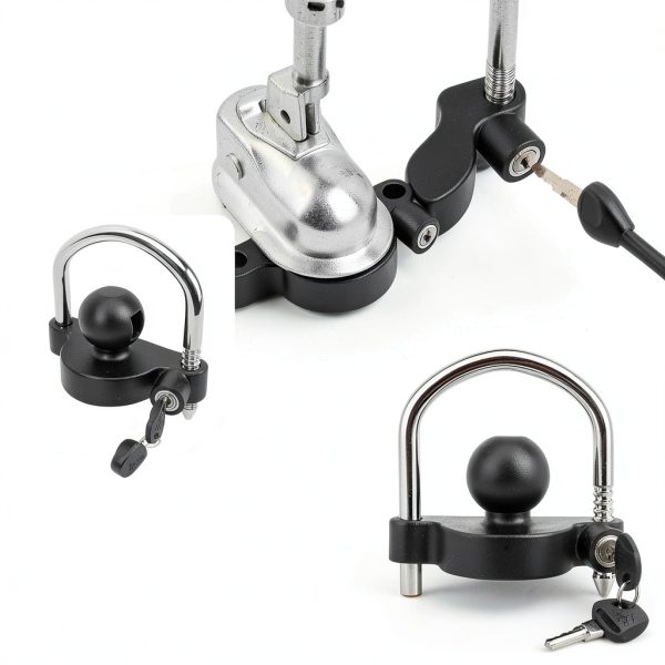 METOWARE Trailer Coupler Lock Heavy Duty All Metal Black Matte 1 Pack-3