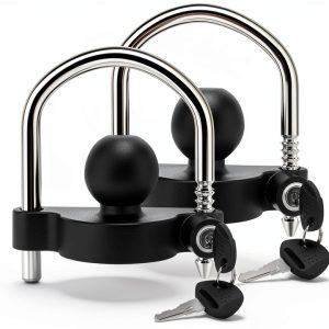 METOWARE Trailer Coupler Lock Heavy Duty All Metal Black Matte 1 Pack-0