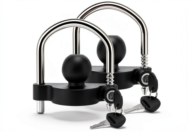 METOWARE Trailer Coupler Lock Heavy Duty All Metal Black Matte 1 Pack-0