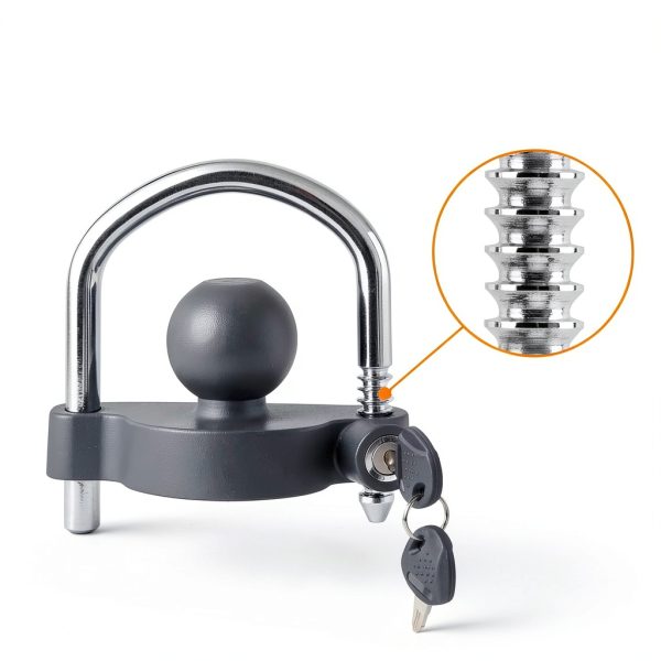 METOWARE Trailer Hitch Lock Universal Coupler 1 PACK Black Matte-5