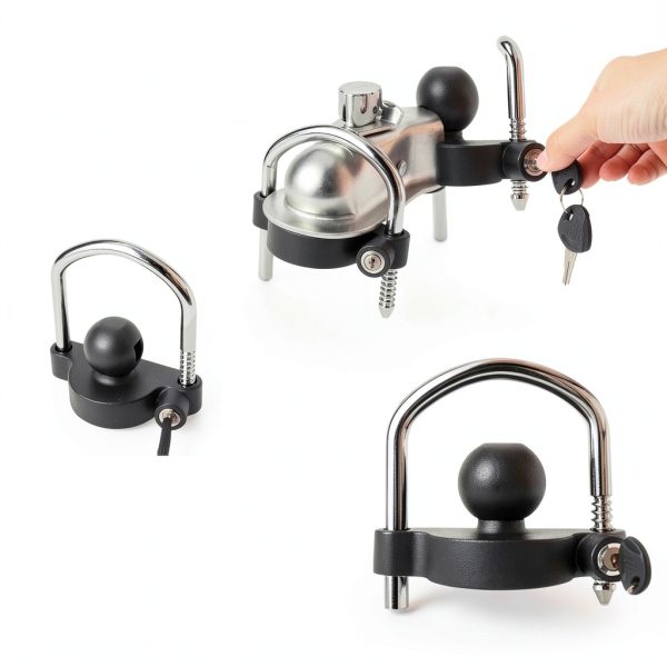 METOWARE Trailer Hitch Lock Universal Coupler 1 PACK Black Matte-3