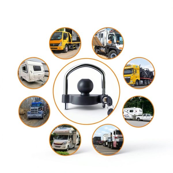 METOWARE Trailer Hitch Lock Universal Coupler 1 PACK Black Matte-6