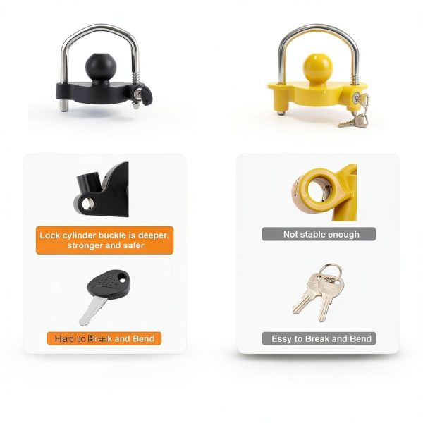 METOWARE Trailer Hitch Lock Universal Coupler 1 PACK Black Matte-2
